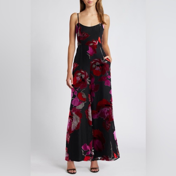 Hutch Pants - Hutch Sonnie Floral Velvet Burnout Strapless Jumpsuit